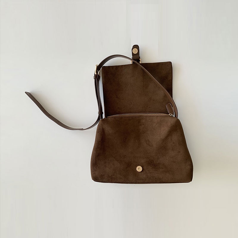 AlphaZ Túi Đeo Vai Sức Chứa Lớn Bằng Da Lộn Phong Cách Hàn Quốc Cổ Điển Thời Trang Hàng Mới Dành Cho Bạn Nữ