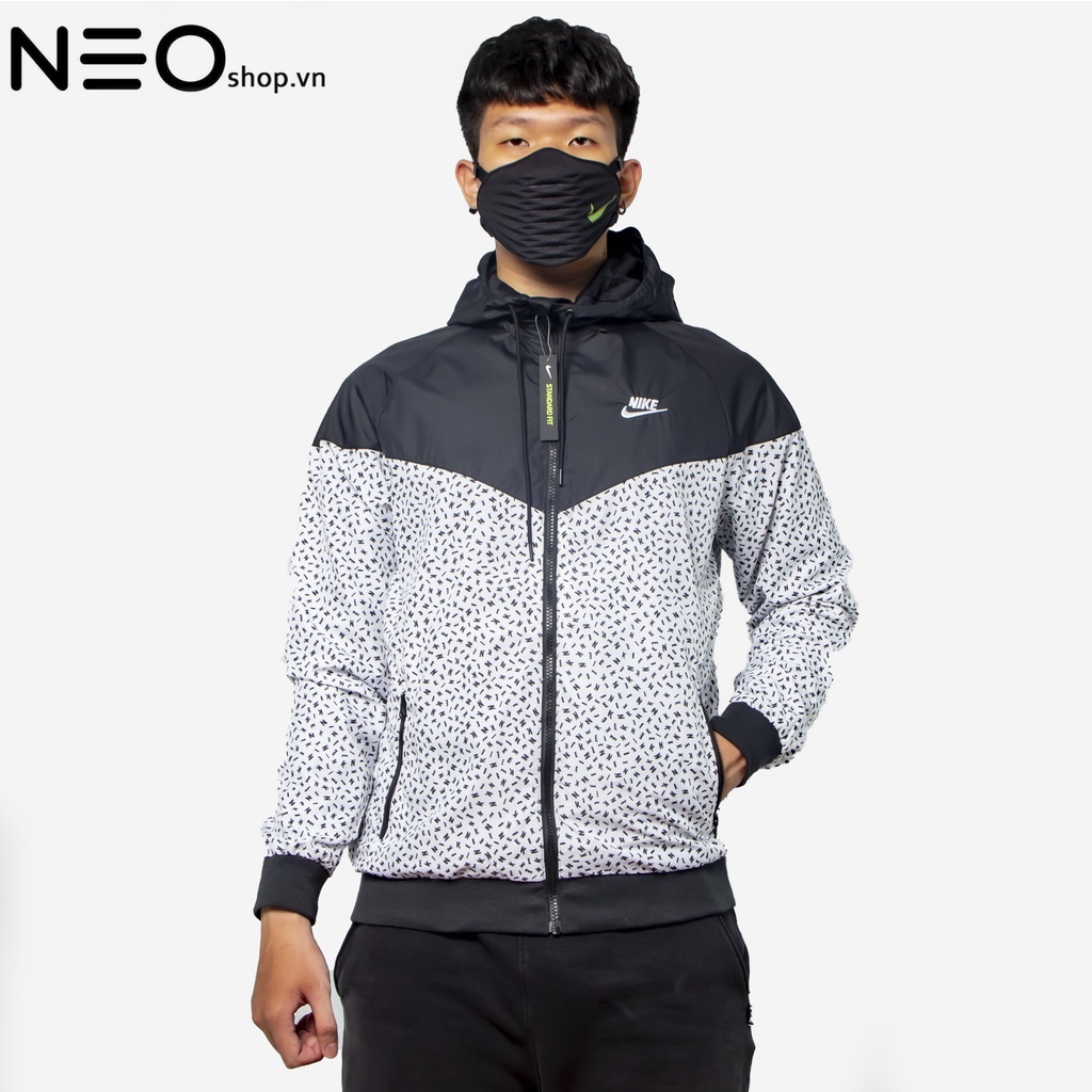 ÁO KHOÁC NAM NIKE WINDRUNNER PRINTED LOGO STRAP JACKET - ĐEN / TRẮNG