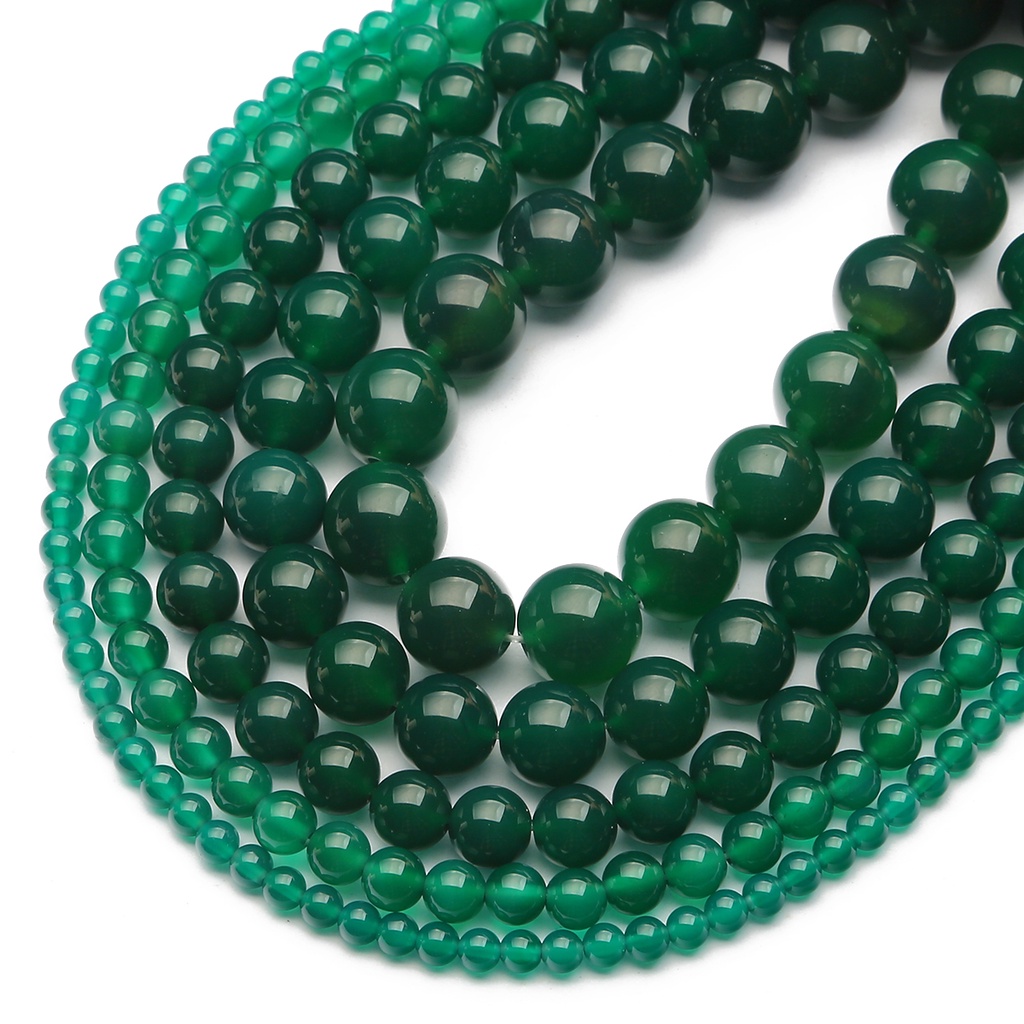 Set Đá Thủy Tinh Màu Xanh Lá Tự Nhiên Kích Cỡ 4 / 6 / 8 / 10 / 12mm Dùng Làm Đồ Trang Sức Thủ Công