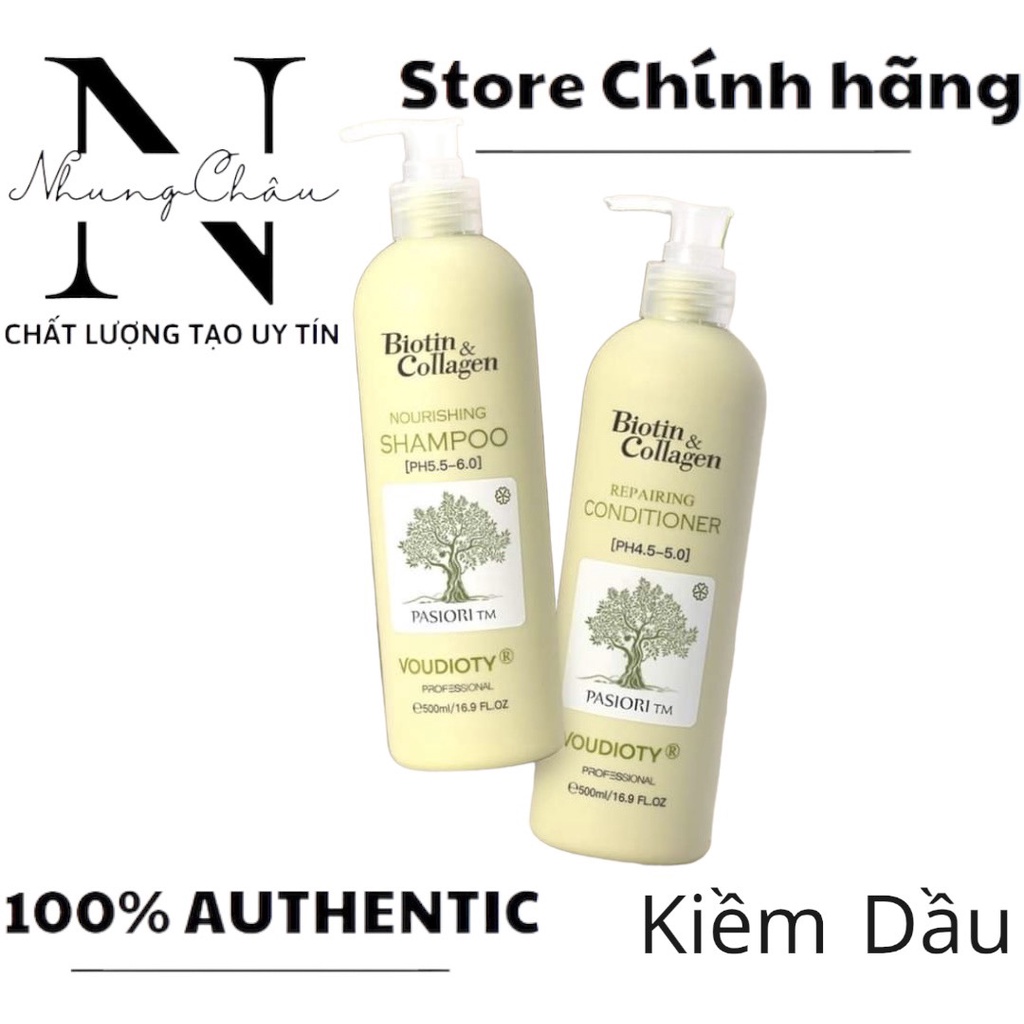 [HÀNG CHÍNH HÃNG] Cặp Dầu Gội Xả Biotin Collagen Xanh Lá Phục Hồi Kiềm Dầu 500-1000ML