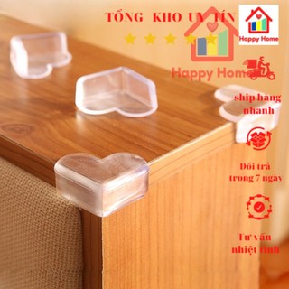 Miếng bịt góc bàn, cạnh bàn, góc nhọn bằng silicon bảo đảm an toàn cho trẻ hình mặt cười, trái tim, hình tròn Happy Home