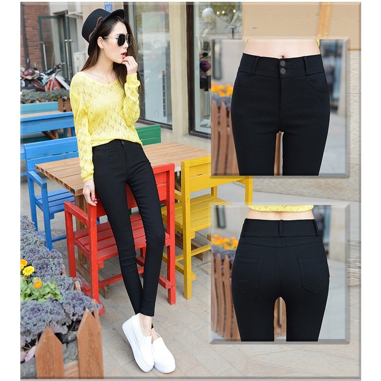 Quần Legging ôm dáng co dãn Nữ Cạp Cao Hai Khuy Khóa Trước Hộp Chữ H Hàng Đẹp Loại 1 UMI Siêu Co giãn