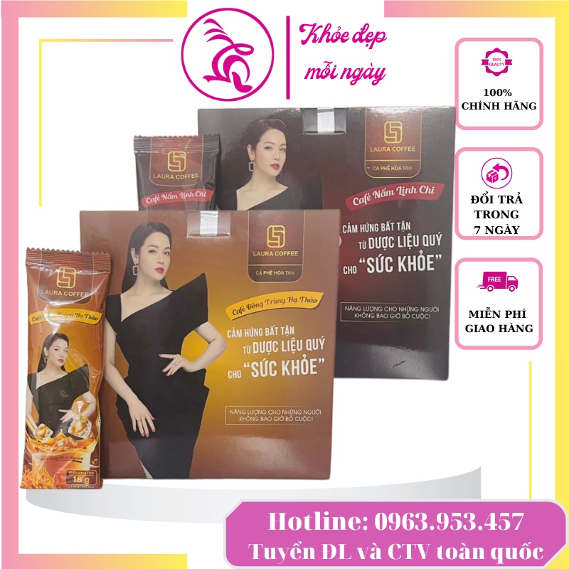 Cà phê đông trùng hạ thảo cà phê nấm linh chi Laura Sunshine Nhật Kim Anh thơm ngon đậm vị hảo hạng