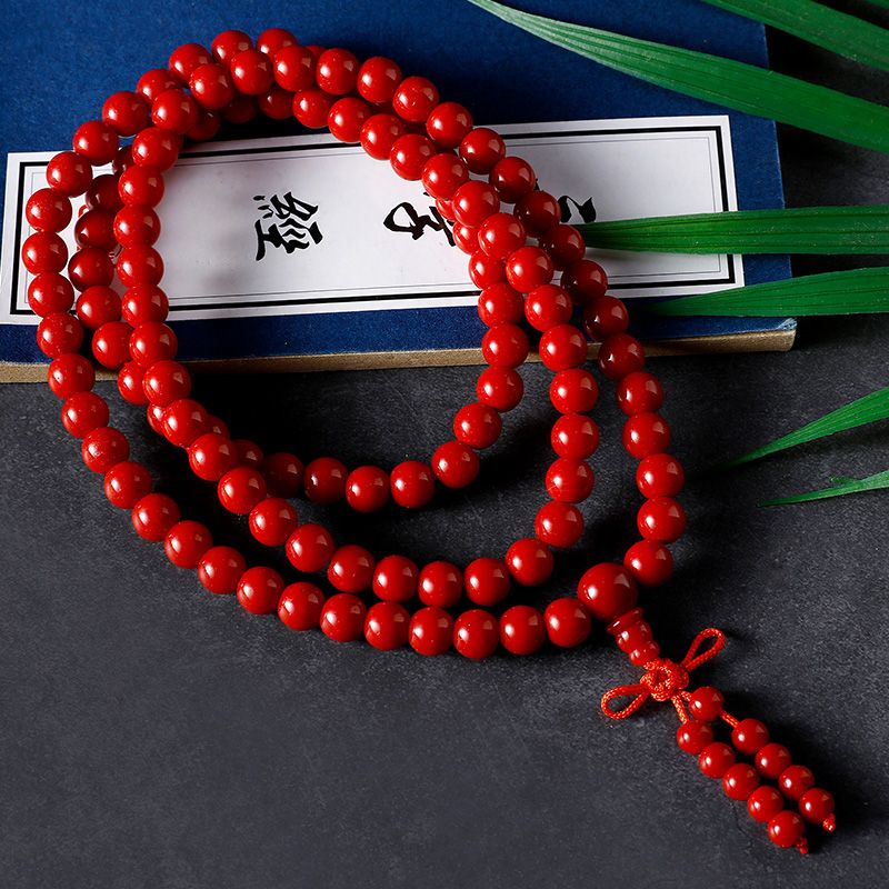 Hàng Mới Về Mới Vòng Tay Chuỗi Hạt Đá Ruby 108 Hạt Phong Cách Phật Giáo