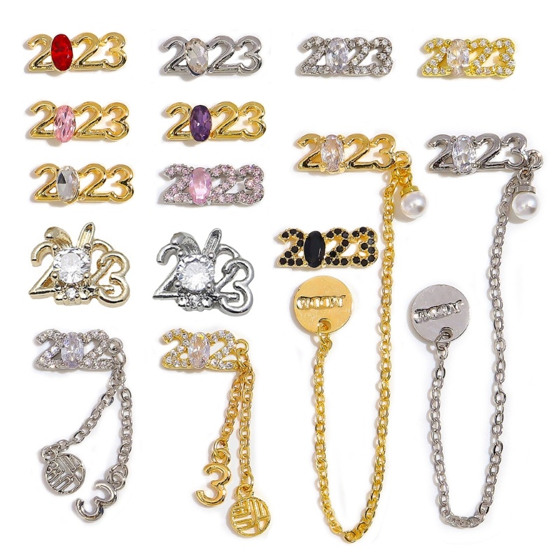 Phụ Kiện Đính Trang Trí Móng Nghệ Thuật Bằng Hợp Kim Màu Vàng / Bạc