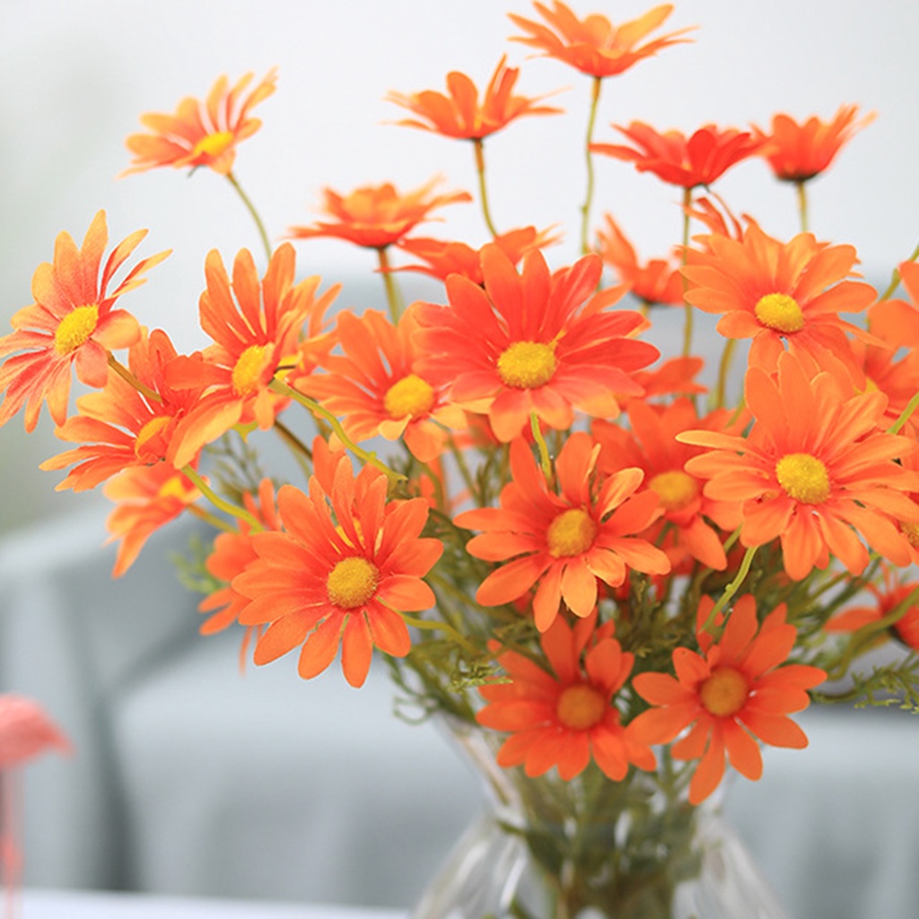 Bó Hoa Cúc Giả 5 Bông Bằng Lụa Chống Tia UV Nhiều Màu Trang Trí Nhà Cửa
