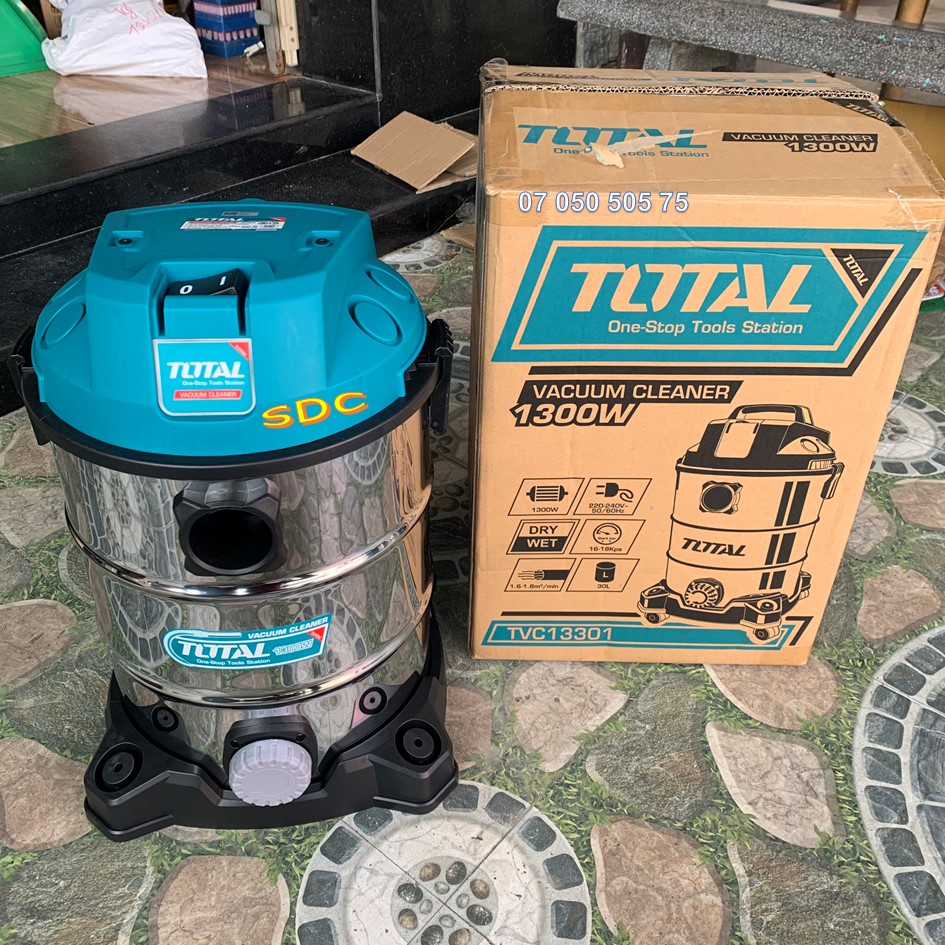 1300W Máy hút bụi công nghiệp 30L TOTAL TVC13301 | Hút khô và ướt