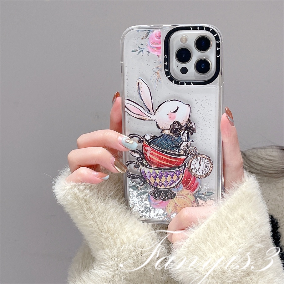 Ốp Điện Thoại Acrylic Mềm Kiểu Cát Chảy Hình Cô Gái / Thỏ / Ly Trà Sữa Dễ Thương Cho iPhone 14 13 12 11 Pro Max Plus