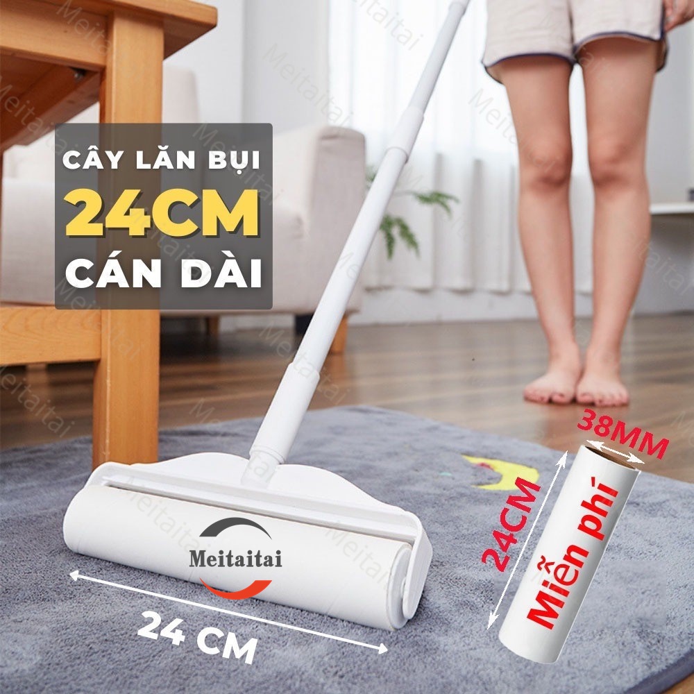 Cây Lăn Bụi 24Cm Cây lăn bụi cán dài，Lăn Sàn Nhà, Lăn Thảm，làm sạch ga gối quần áo rèm cửa sàn nhà ghế sofa lông chó mèo