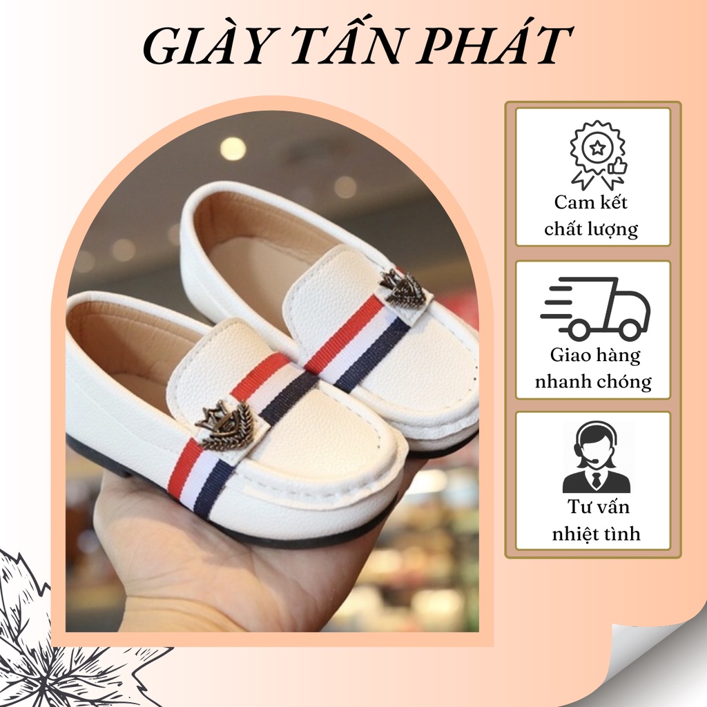 Giày Lười Giày Mọi Bé Trai - Giày Trẻ Em Cao Cấp Da Mềm Đế Êm Giúp Bé Đi Học Đi Chơi Thoải Mái