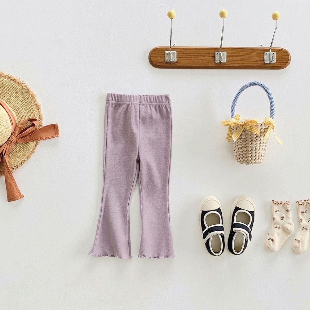 [Hàng Mới Về] Quần Ống Loe Mỏng Màu Trơn Thoải Mái Dễ Phối Đồ Phong Cách Hàn Quốc Cho Bé Gái