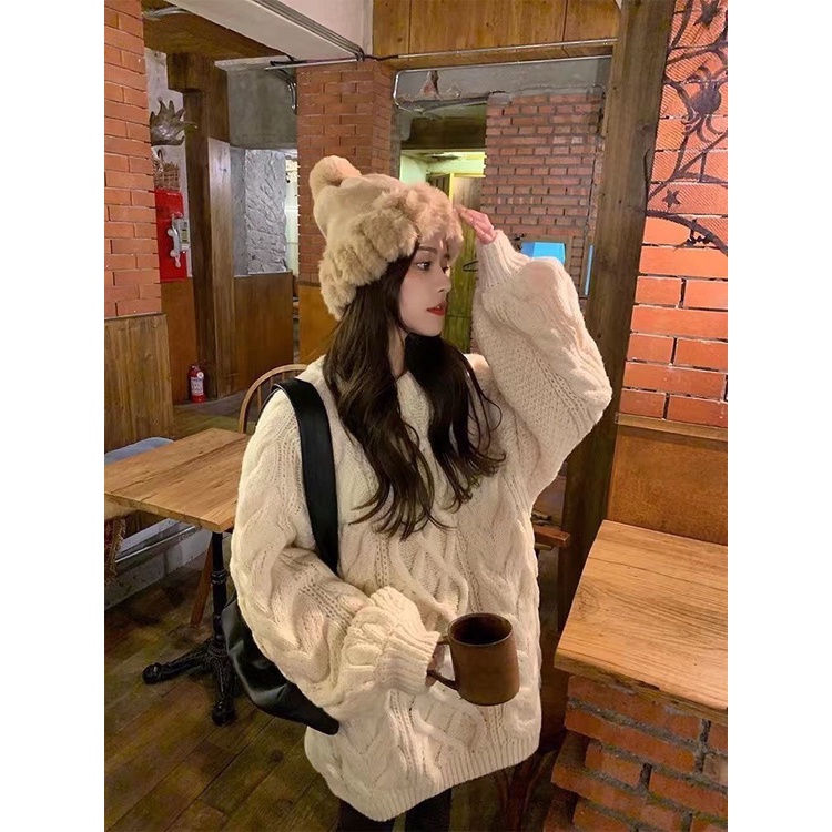 Áo len dáng dài qua mông dệt kim nhiều màu thời trang hàn quốc