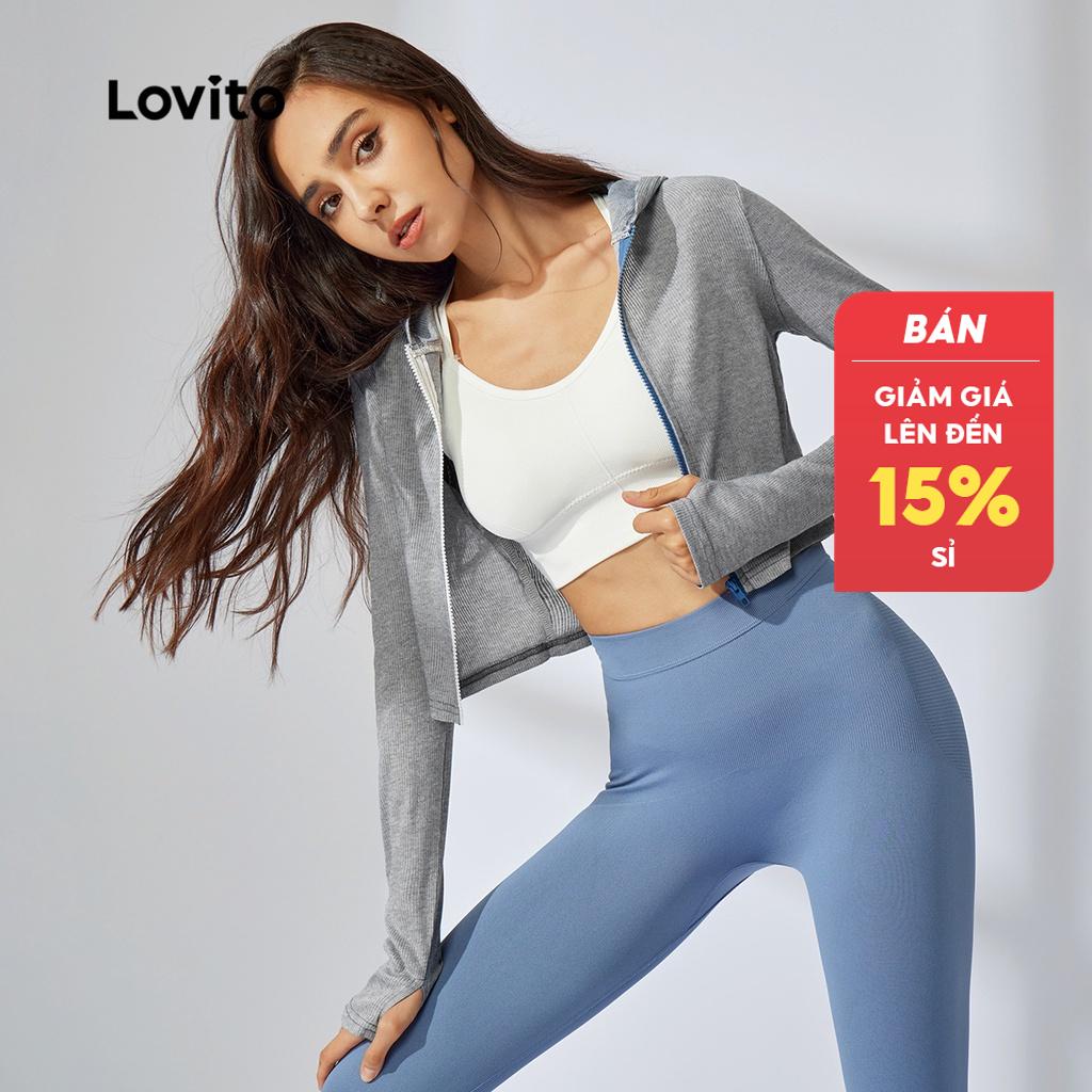 Áo Khoác Lovito Thể Thao Lovito Nữ In Chữ L31ED032 (Xám)