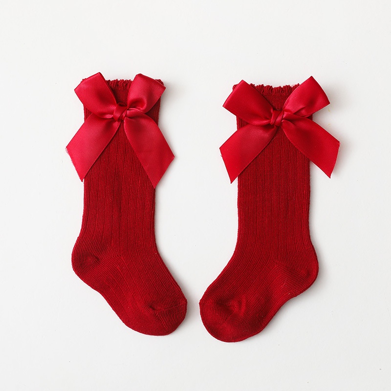 Vớ Cotton Mềm Đính Nơ Dài Tây Ban Nha Dễ Thương Cho Bé Gái Sơ Sinh