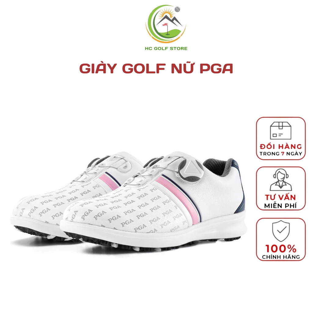 Giày golf nữ PGA hàng cao cấp Giày thể thao siêu nhẹ chống thấm nước đế đinh chống trơn - HC GOLF