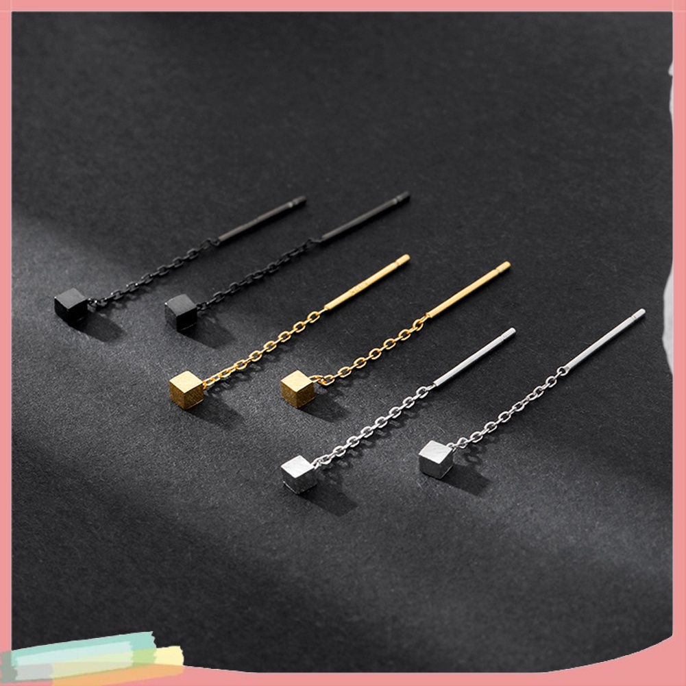 Đôi Khuyên Tai Dài Phối Hình Khối Lập Phương Thời Trang Cho Nữ