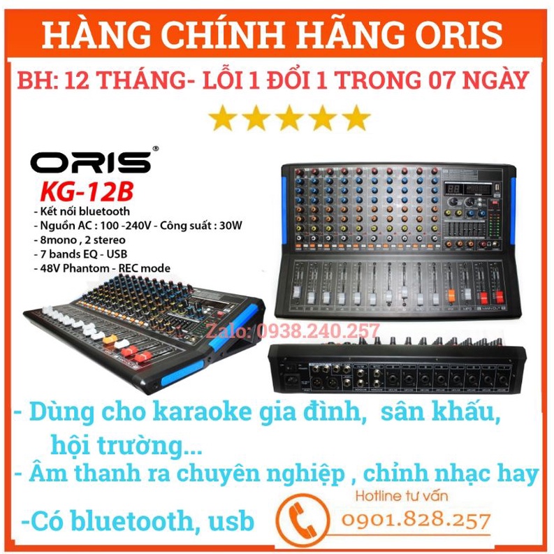 Bàn mixer sân khấu hàng chính hãng oris kg-12b 12 line bluetooth, usb xử lý âm thanh chuyên nghiệp