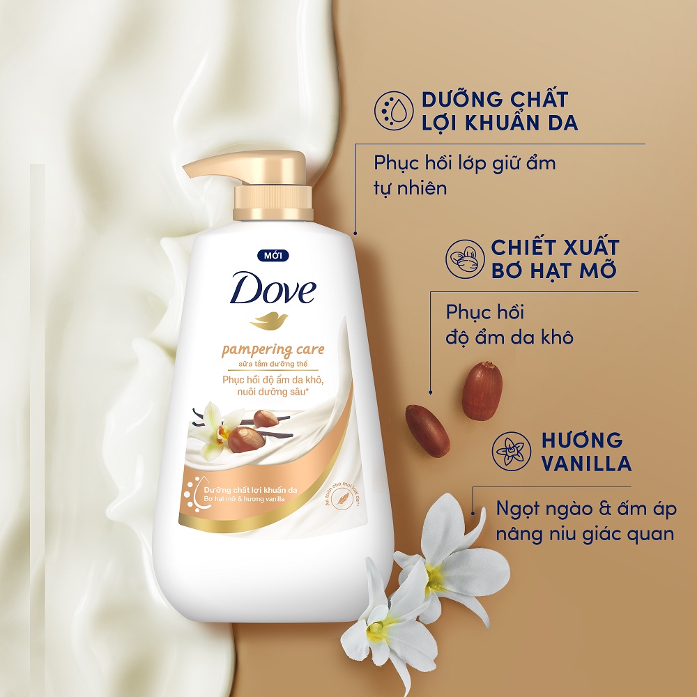 Combo Sữa tắm Dưỡng thể Dove 500g Phục Hồi Da Khô 500g + Tẩy Da Chết Dưỡng Ẩm Toàn Thân Dove Đường Nâu và Hương Dừa 298g