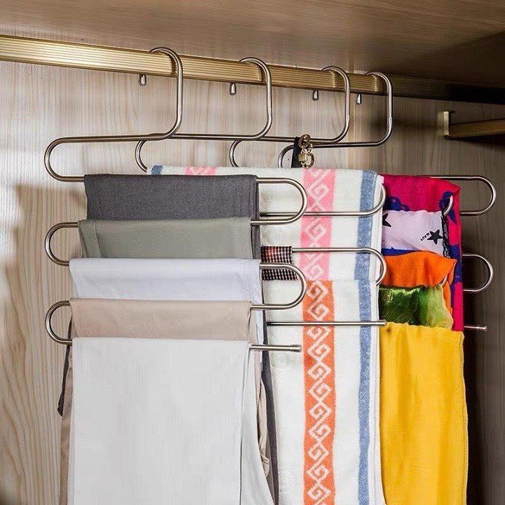 Móc Treo Quần Áo, Treo Khăn Đa Năng 5 Tầng Mẫu Inox Sáng Bóng Thông minh
