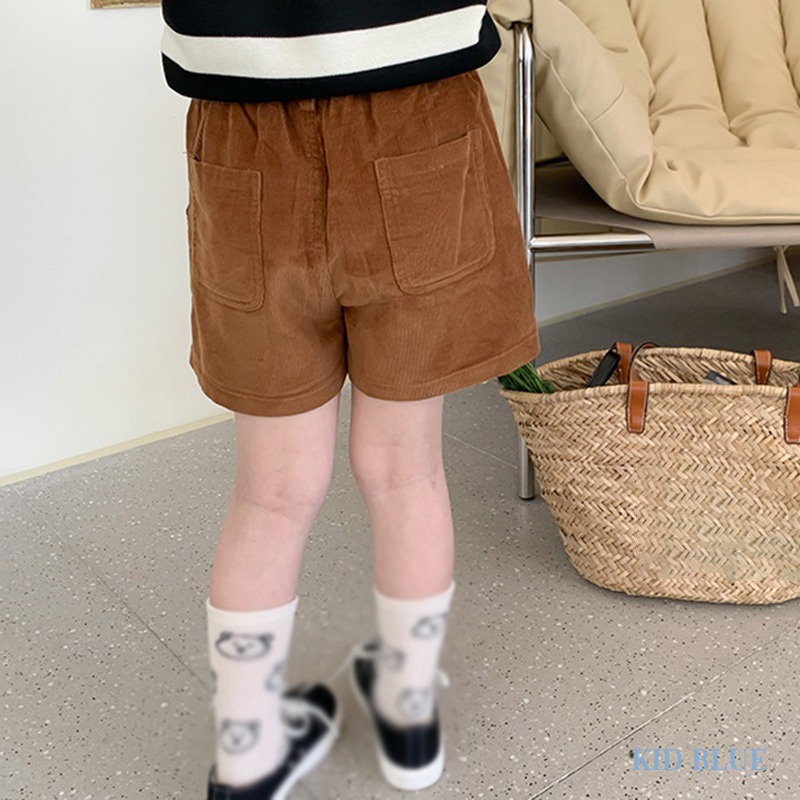 Quần Short Nhung Màu Sắc Đơn Giản Phong Cách Retro Cho Bé Gái