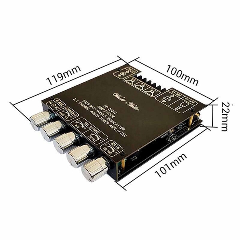 ZK-TB21S Bảng mạch khuyếch đại âm thanh Wuzhi ZK-TB21S 50W*2 + 100W Chip 3116D2 Bluetooth 5.1 chuẩn chính hãng
