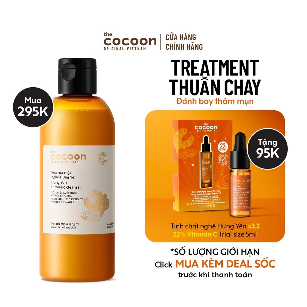 Bigsize - Sữa rửa mặt nghệ Hưng Yên Cocoon giúp da sạch mịn và rạng rỡ 310ml