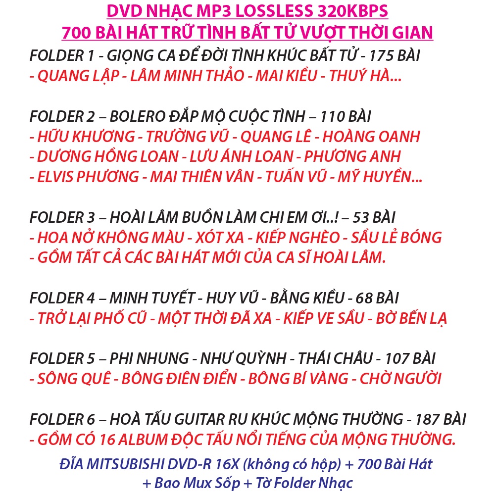 Dvd Nhạc Mp3 Lossless 700 Bài Hát