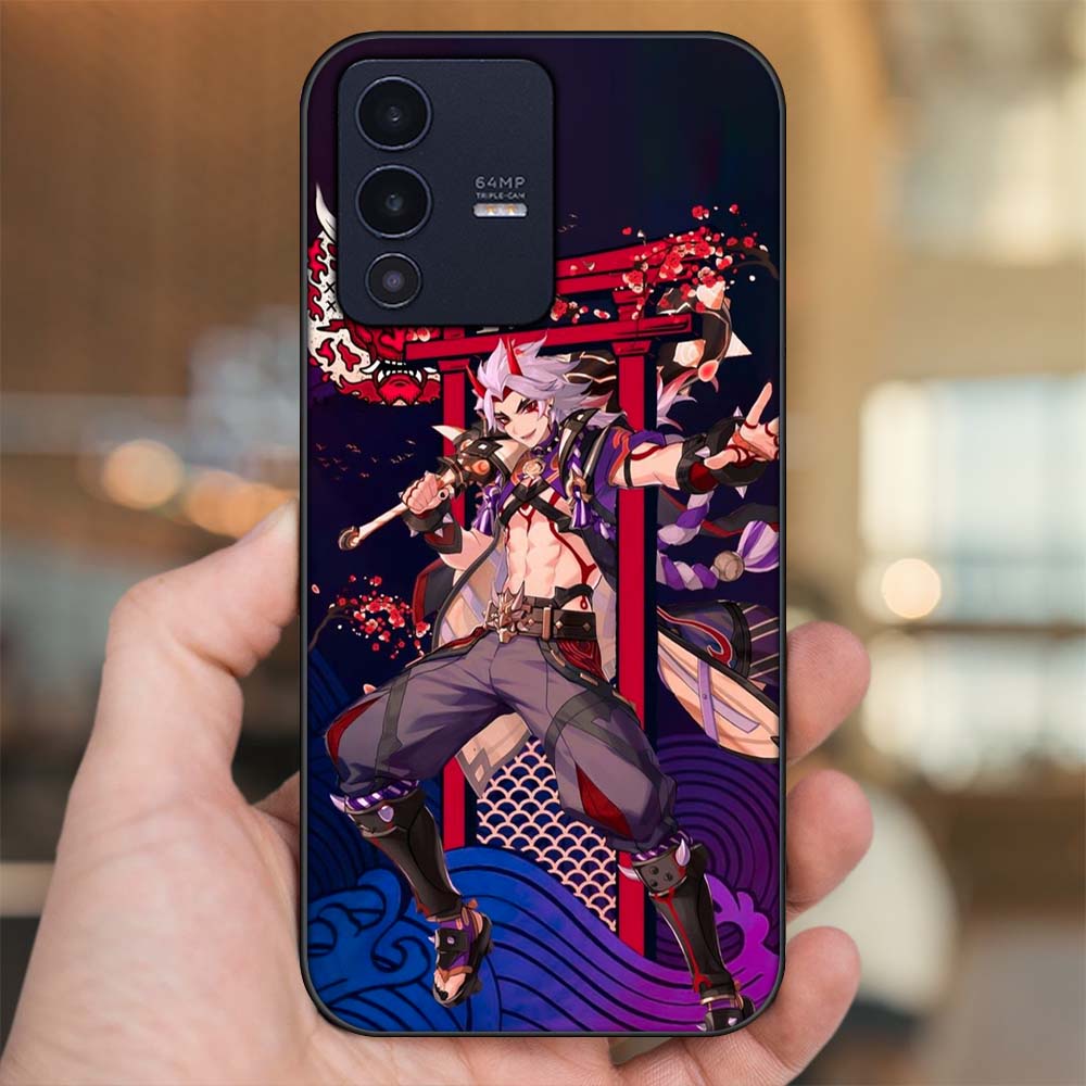 Ốp lưng Vivo V23 5G viền đen in hình Arataki Itto Genshin Impact
