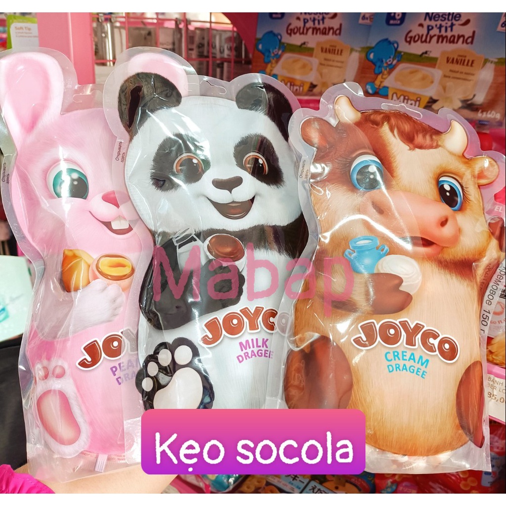 KẸO SOCOLA JOYCO HÌNH GẤU PANDA CHÚ BÒ SỮA VÀ CÔ THỎ ĐÁNG YÊU HÀNG NGA 150G