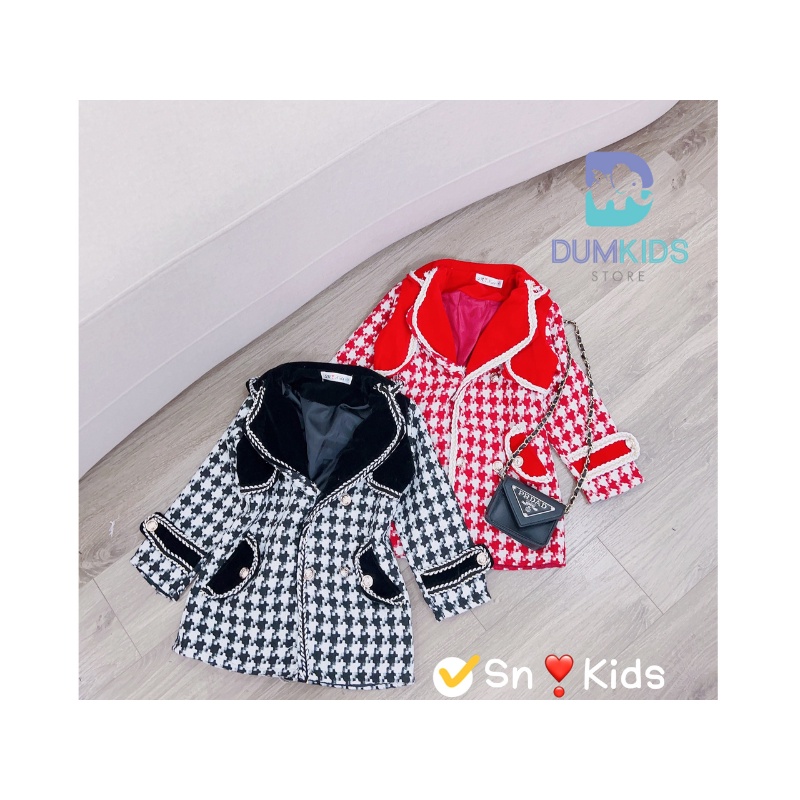 Áo khoác cho bé gái , áo khoác dạ dáng dàng ziczac 2 lớp dày dặn 10-30kg cho bé
