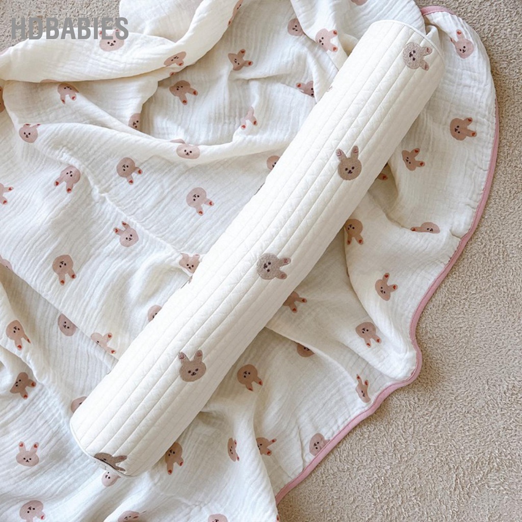 [Bán Nóng]  Gối ôm cho bé Quốc thêu hình gấu  Gối hình trụ cho bé Bông mềm mại đa chức năng làm dịu cổ giường cuộn trẻ sơ sinh HDbabies