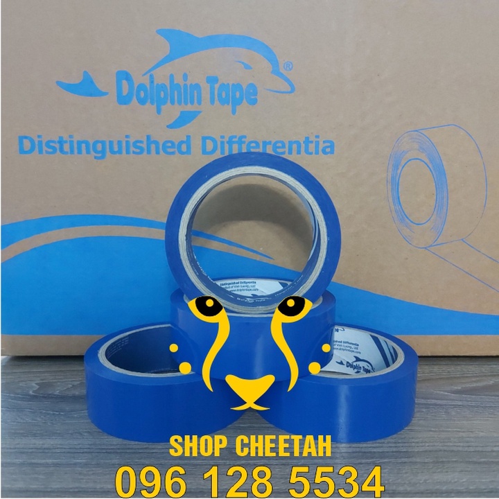 Cây 8 cuộn bản 33mm - Băng dính OPP dài 50Y màu Xanh dương – Băng dính Dolphin – Chuyên dùng cho đóng hàng – Đóng gáy sổ