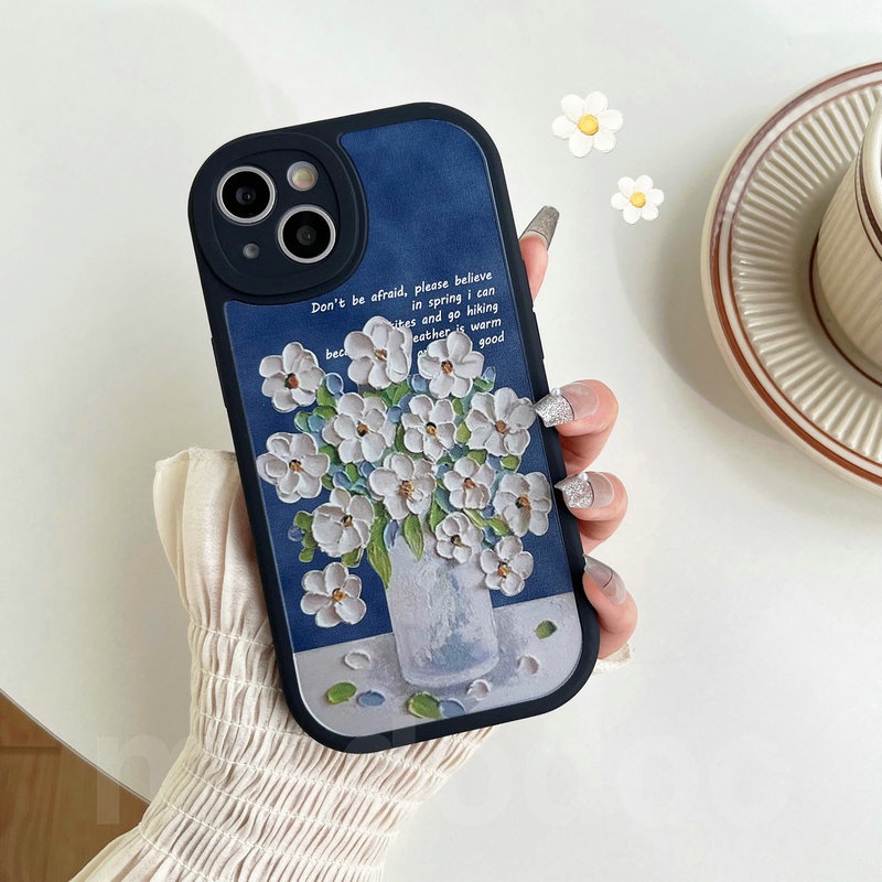 Casing Samsung Galaxy A12 A13 A23 A73 A53 A33 A52 A52S A50 A50S A30S A11 A31 A70 A20 A30 A10S A22 LTE M11 M12 M22 M23 M32 M31 A32 A03S A02S A21S A51 A72 A71 4G 5G Oil painting Flowers Oval Edge Airbag Shockproof Soft Phone Case XPN 29