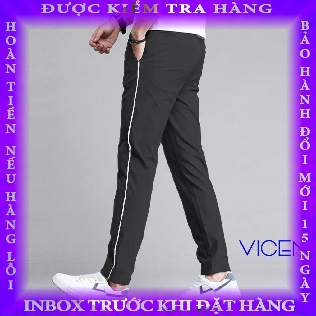 Quần Dài Nam Thu Đông Cao Cấp Có Khóa Túi VICENZO Phối Viền Sọc, Quần Nam Thể Thao Thu Đông hanthien