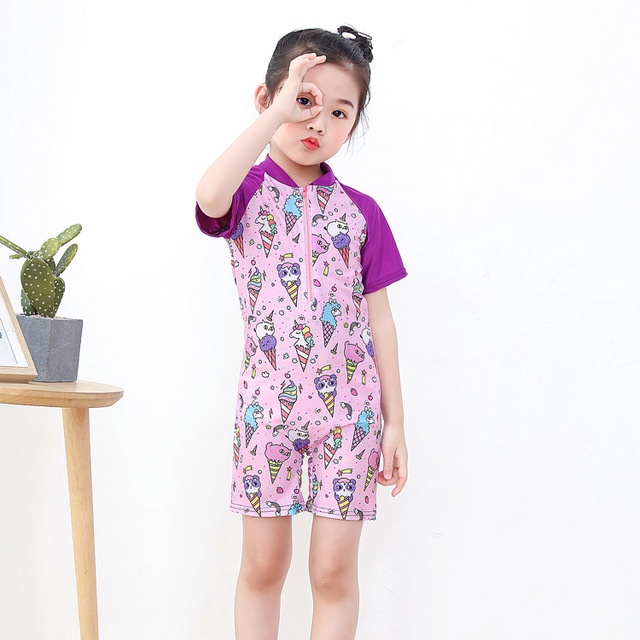Đồ bơi bé gái đồ bơi bé trai liền thân ngắn tay size từ 14kg đến 30kg