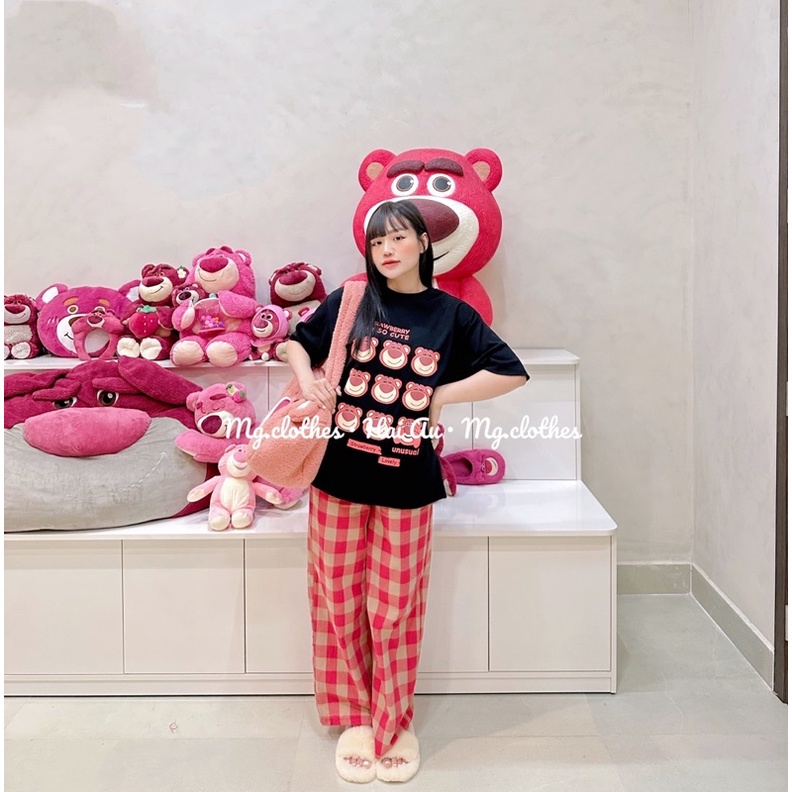 SET SUÔNG GẤU DÂU QUẦN CARO