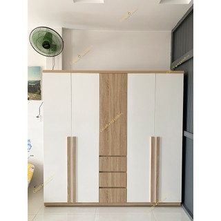 Tủ quần áo, tủ áo 5 cánh tay năm gỗ, có nhiều hôc kéo, ngăn để đồ đa năng, gỗ MDF, CPX-T18