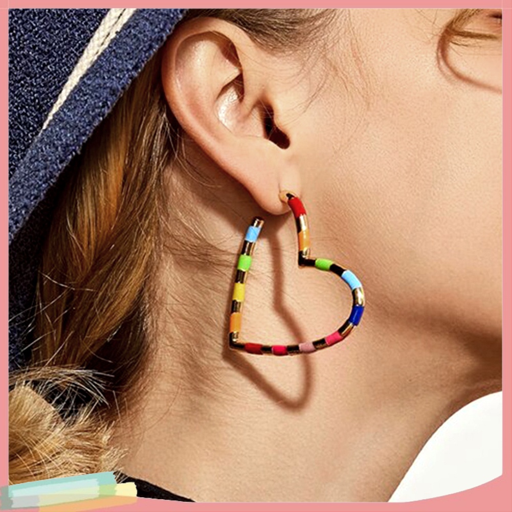 Đôi Khuyên Tai Hình Tròn Phối Nhiều Màu Thời Trang Cho Nữ