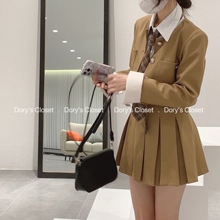Set áo blazer, sơ mi, cà vạt kèm chân váy ngắn chuẩn form Dory’s Closet
