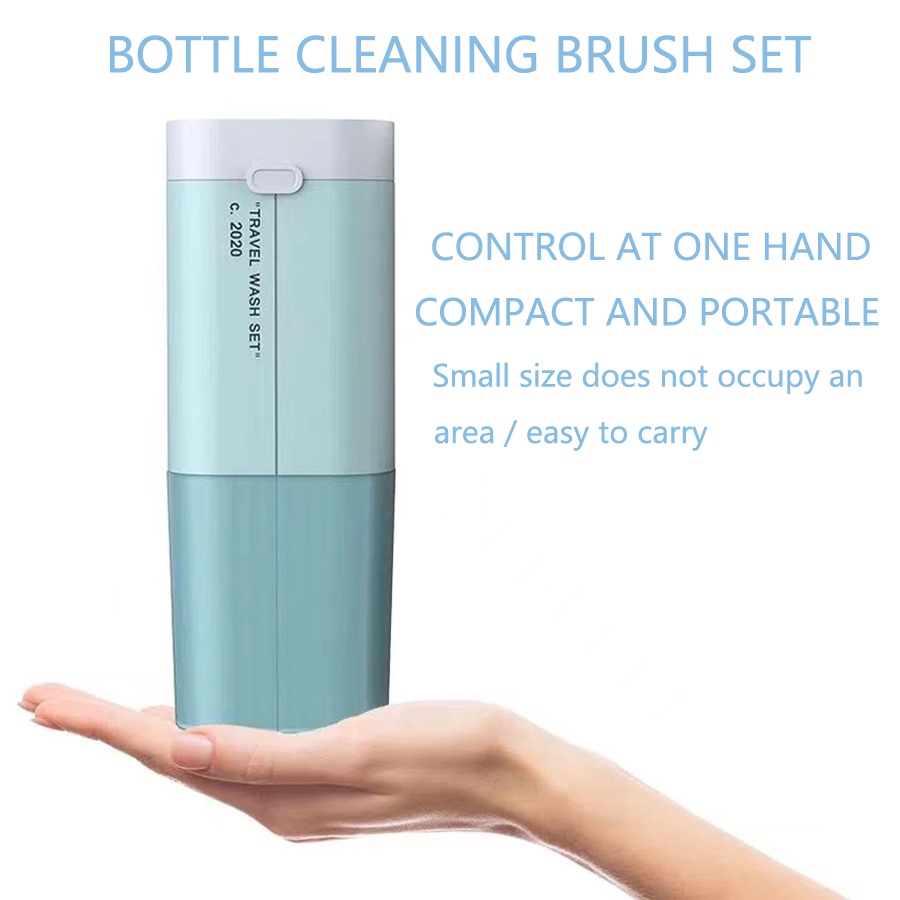 Bộ Cọ Rửa Bình Sữa Em Bé Bằng silicone Có Lỗ Thoát Nước Nhỏ Gọn Mang Đi Du Lịch Tiện Lợi