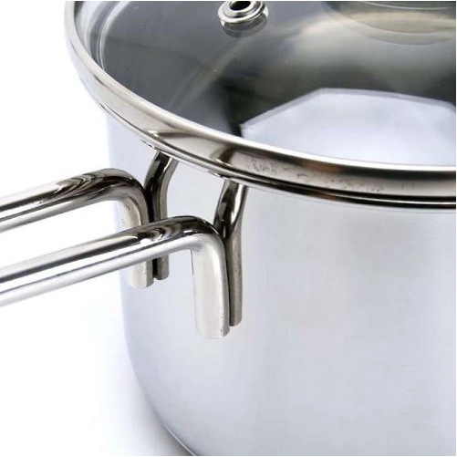 Quánh Nấu Bột Cháo Inox 430 Bếp Từ 3 Đáy Nắp Kính size 16 cm thương hiệu chuẩn Fivestar