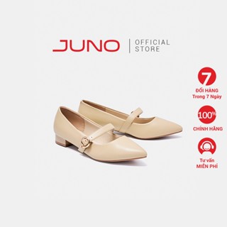 Giày Búp Bê Nữ 3cm Thời Trang JUNO Phối Khoá Trang Trí BB03103