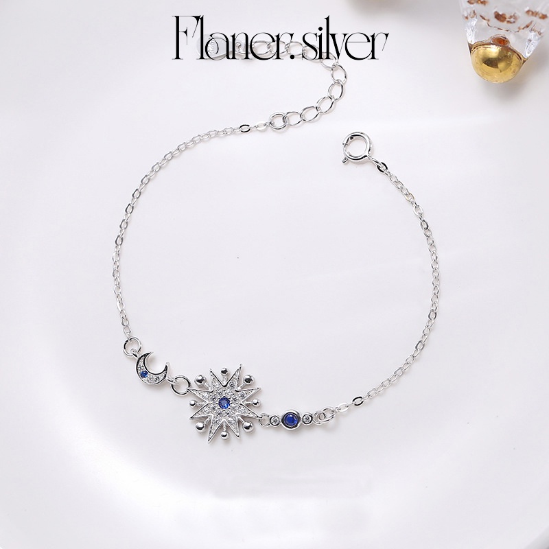 Vòng tay bạc BlueSky, S925, Họa tiết mặt trời, mặt trăng, tinh tú, phụ kiện trang sức bạc - FS03