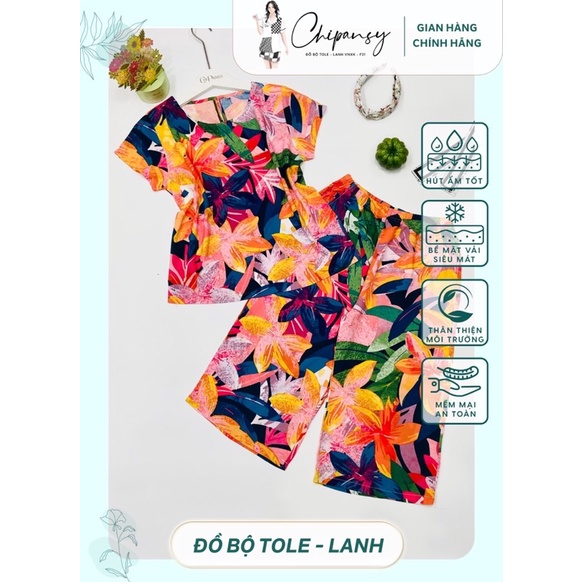 Đồ Bộ Nữ Mặc Nhà Đi Chơi Tone Lanh 𝐂𝐡𝐢𝐏𝐚𝐧𝐬𝐲 F21 VNXK Quần Lửng Ống Rộng Vải Cao Cấp Thoáng Mát Giá Rẻ