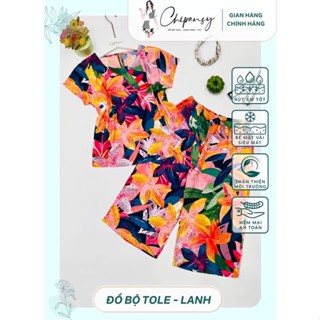 Đồ Bộ Nữ Mặc Nhà Đi Chơi Tone Lanh ChiPansy F21 VNXK Quần Lửng Ống Rộng Vải Cao Cấp Thoáng Mát Giá Rẻ