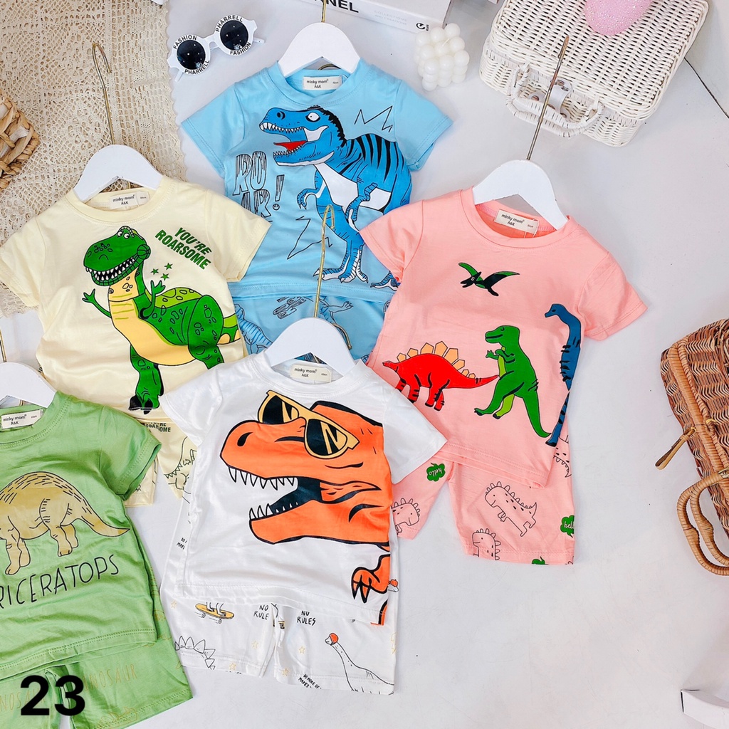 Bộ dài tay mịn mát lạnh minky mom mịn mát in hoạt hình cho bé trai , gái size 8-30kg M23
