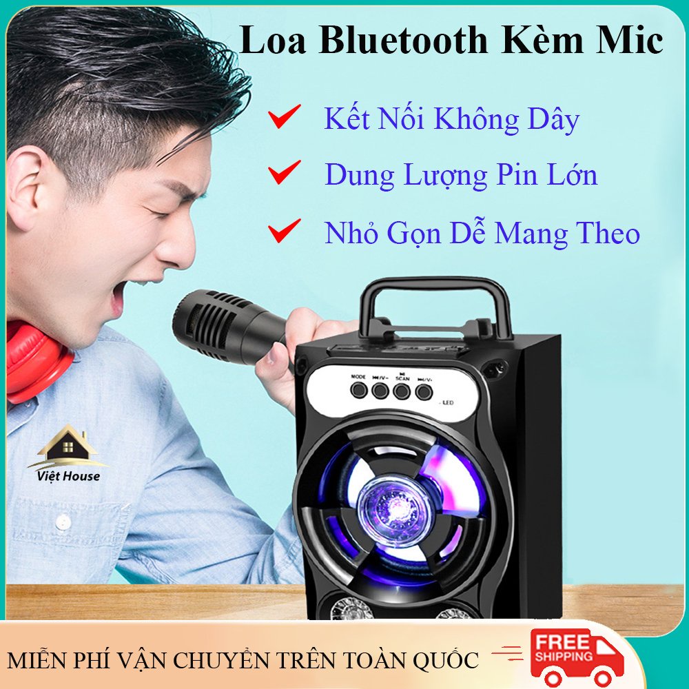 Loa bluetooth mini kèm micro hát karaoke cực hay