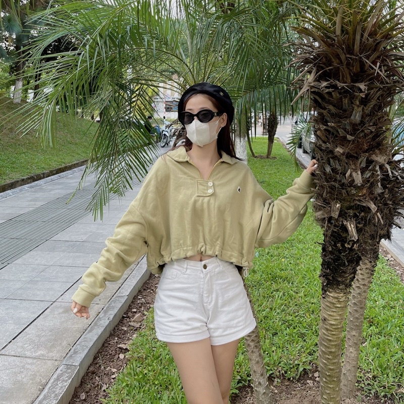 Polo croptop eo rút dây bo chun Cobo