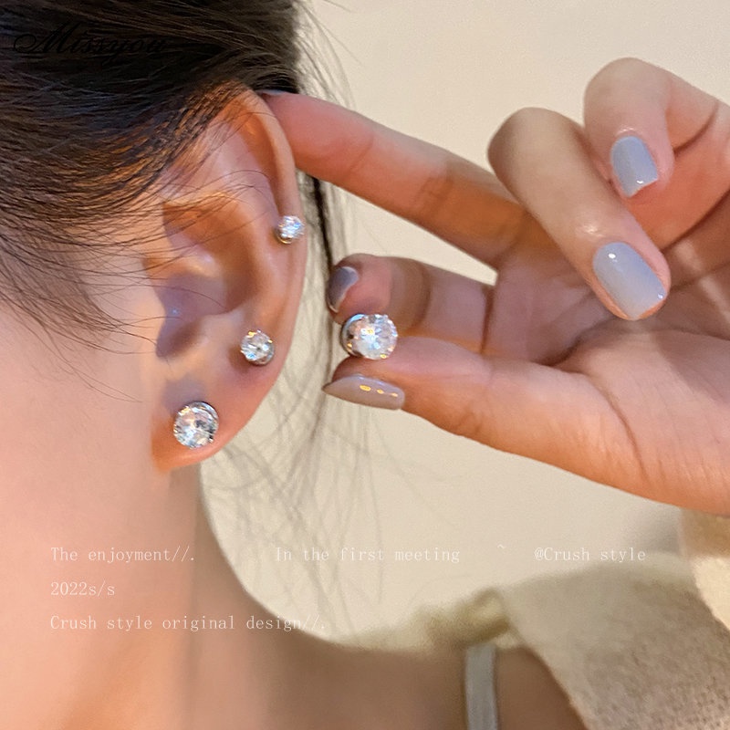 Khuyên tai nam châm DODDER đính kim cương không gây dị ứng thời trang cho nữ