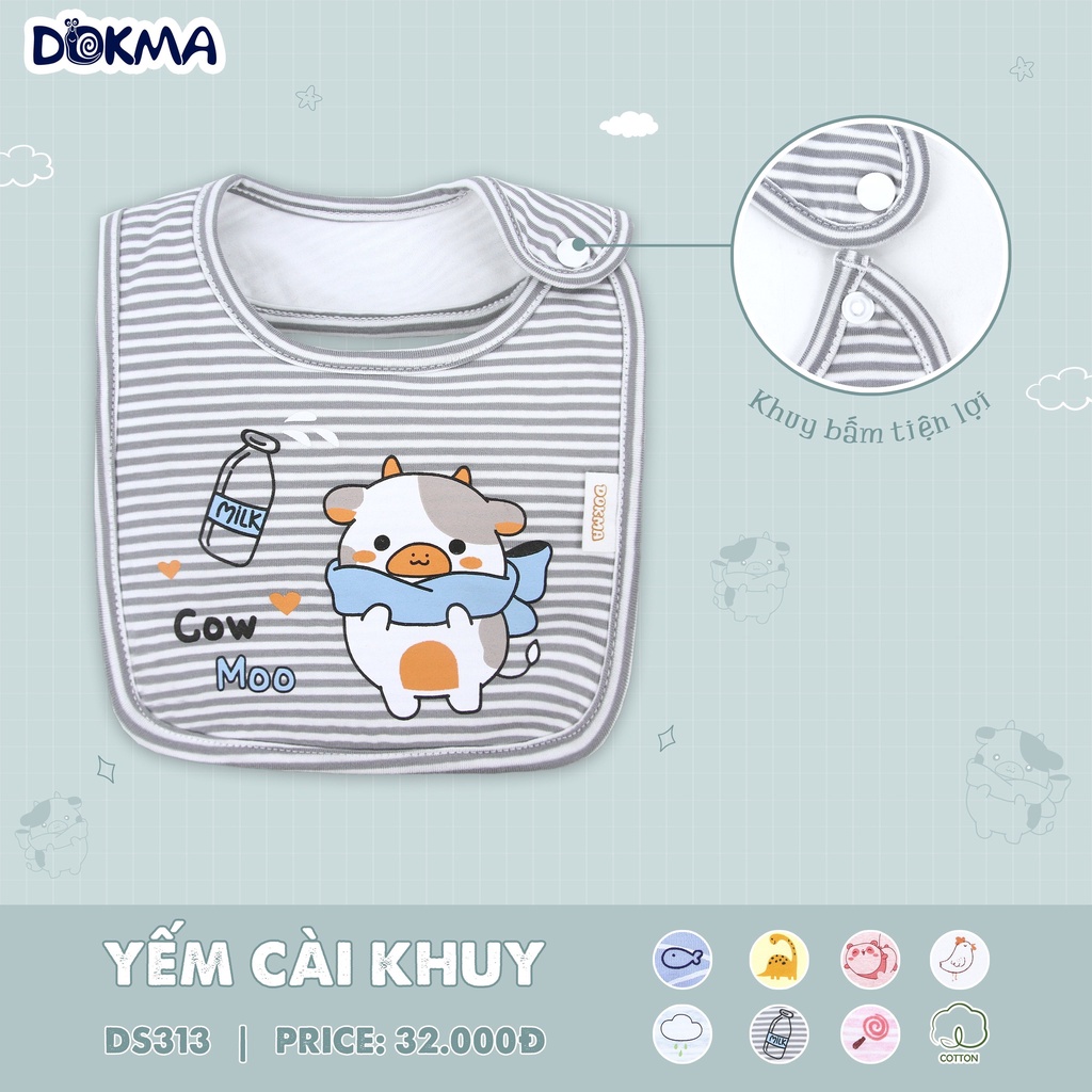 Yếm Vải Cotton Dokma Cúc Bấm Nhiều Hình Dễ Thương, Đáng Yêu